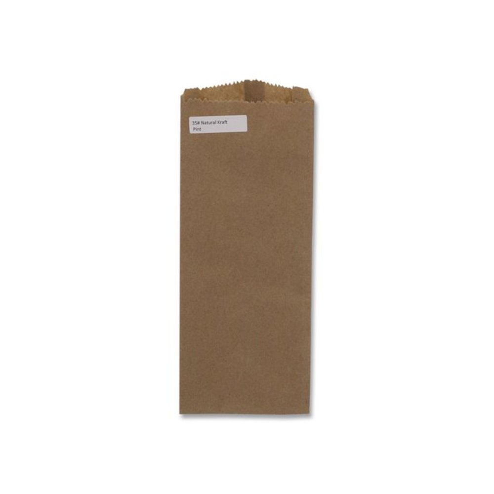 Grocery Paper Bags, Liquor Pint Size, 35# Basis Weight, 4 x 2.5 x 11.5, Brown, 500/Bundle. Picture 1