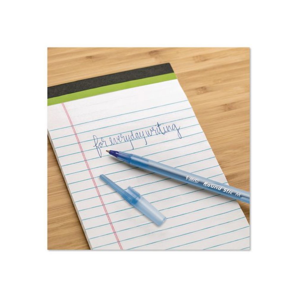 Round Stic Xtra Life Ballpoint Pen, Stick, Medium 1 mm, Blue Ink, Translucent Blue Barrel, 12/Box, 36 Boxes/Carton. Picture 6