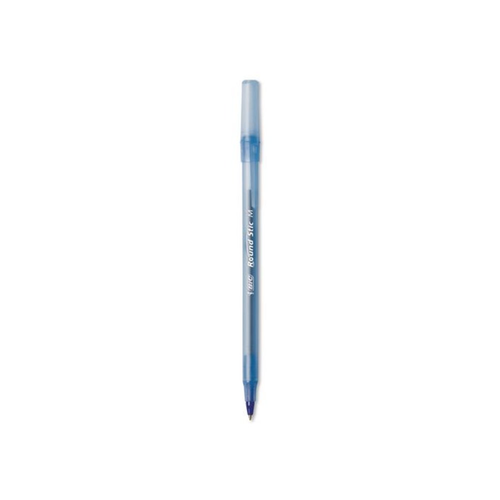 Round Stic Xtra Life Ballpoint Pen, Stick, Medium 1 mm, Blue Ink, Translucent Blue Barrel, 12/Box, 36 Boxes/Carton. Picture 4