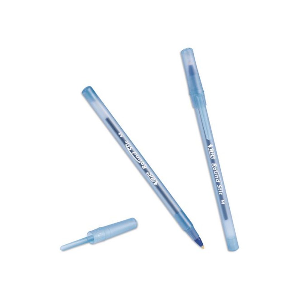 Round Stic Xtra Life Ballpoint Pen, Stick, Medium 1 mm, Blue Ink, Translucent Blue Barrel, 12/Box, 36 Boxes/Carton. Picture 5