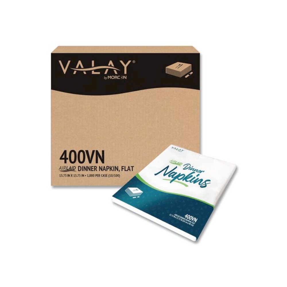 Valay Airlaid Flat Dinner Napkin, 1-Ply, 15.75 x 15.75, White, 100/Pack, 10 Packs/Carton. Picture 1