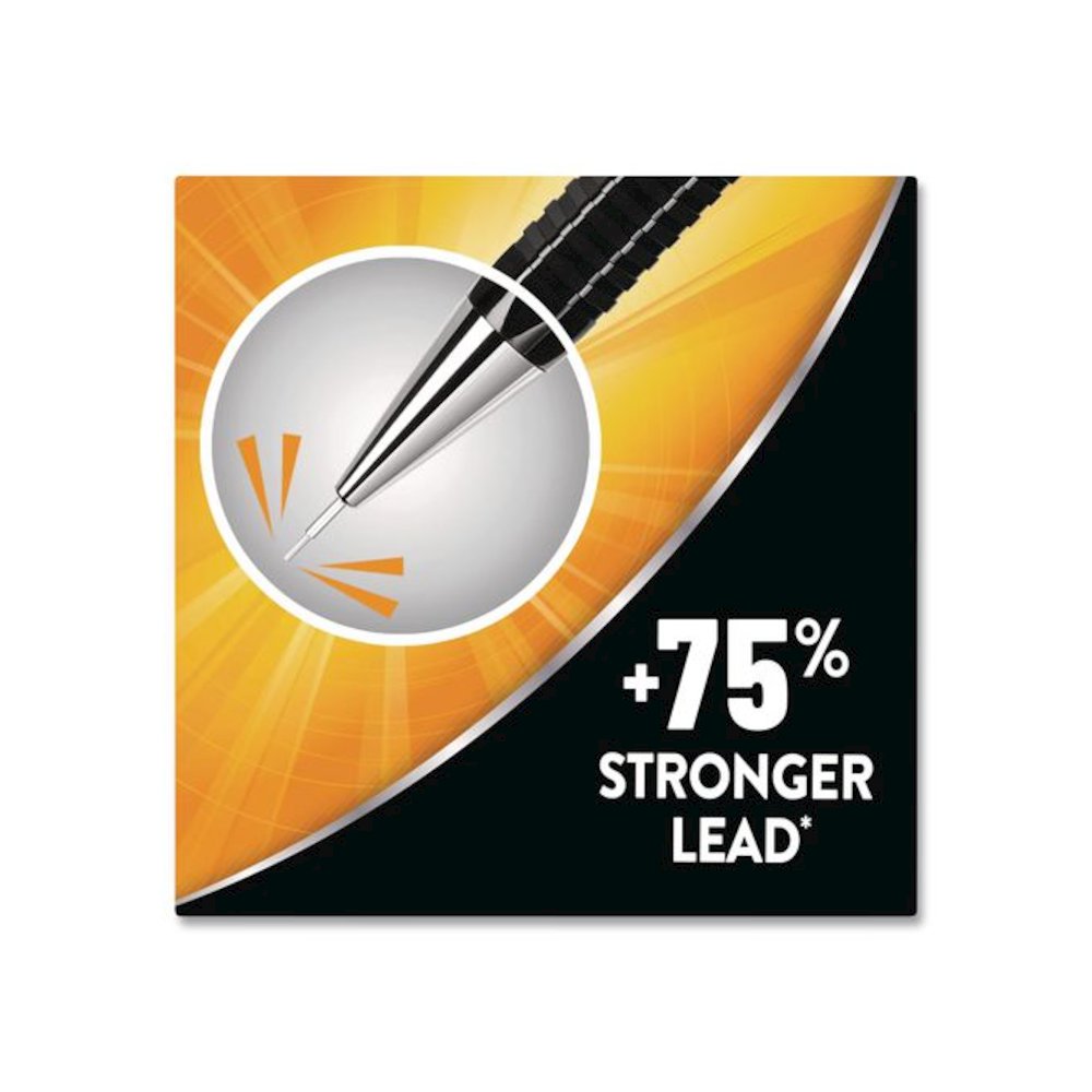 Break Resistant Pro Mechanical Pencils, 0.7 mm, HB (#2), Black Lead, Black Barrel, 2/Pack. Picture 2