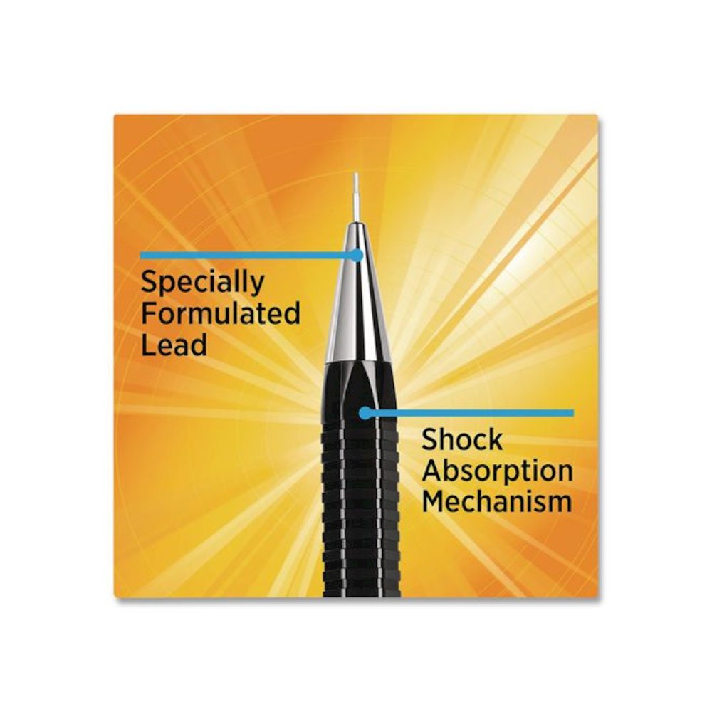 Break Resistant Pro Mechanical Pencils, 0.7 mm, HB (#2), Black Lead, Black Barrel, 2/Pack. Picture 5