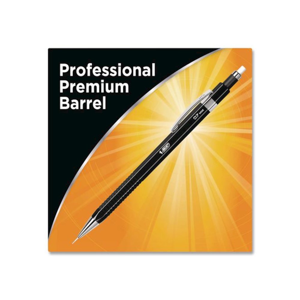 Break Resistant Pro Mechanical Pencils, 0.7 mm, HB (#2), Black Lead, Black Barrel, 2/Pack. Picture 6