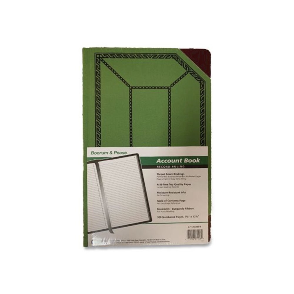 Account Record Book, Record-Style Rule, Green/Black/Red Cover, 12.13 x 7.44 Sheets, 300 Sheets/Book. Picture 4