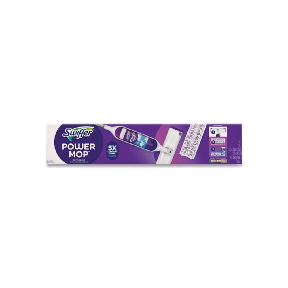 PowerMop Starter Kit, 15.4 x 5.3 White/Purple Cloth Head, 26" Silver Aluminum Handle. Picture 2