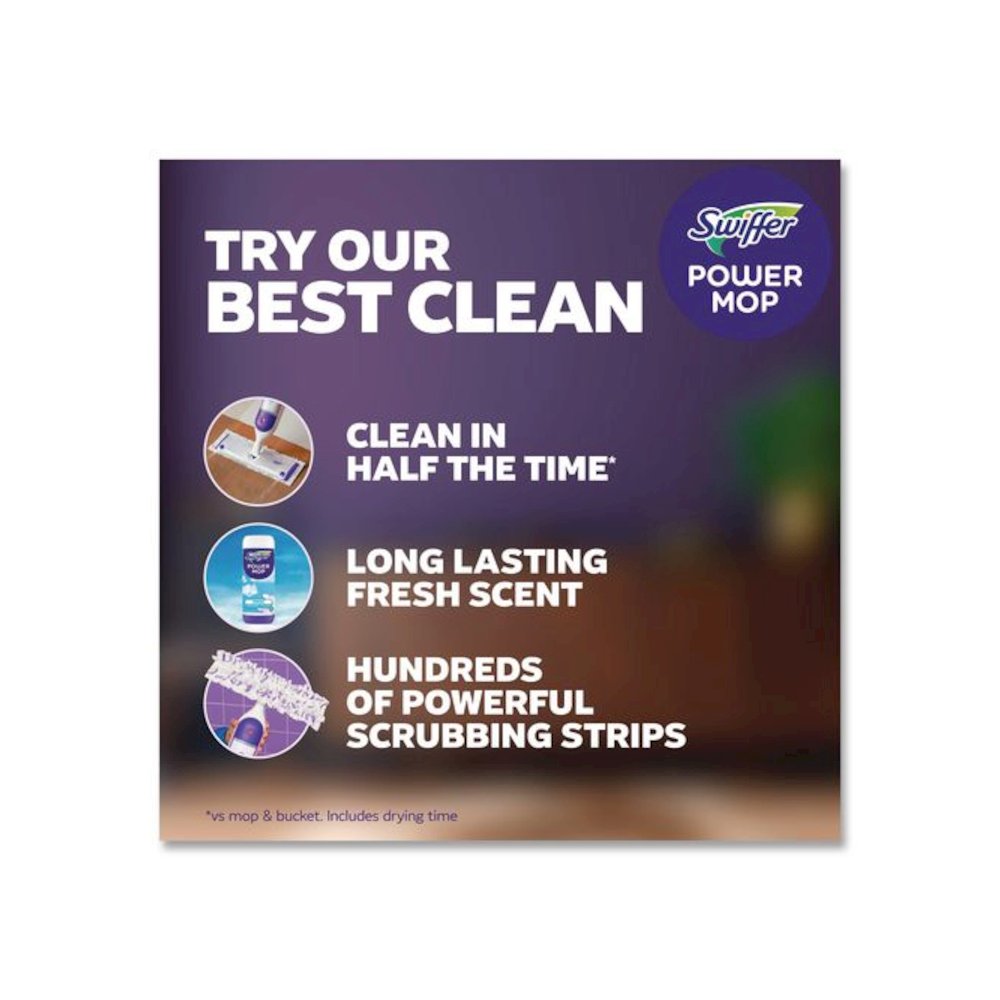 PowerMop Starter Kit, 15.4 x 5.3 White/Purple Cloth Head, 26" Silver Aluminum Handle. Picture 3