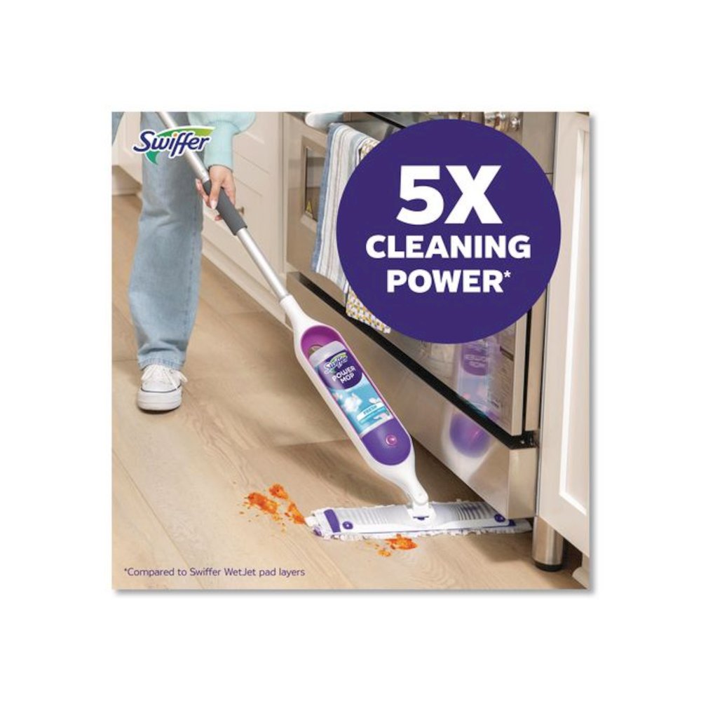 PowerMop Starter Kit, 15.4 x 5.3 White/Purple Cloth Head, 26" Silver Aluminum Handle. Picture 5