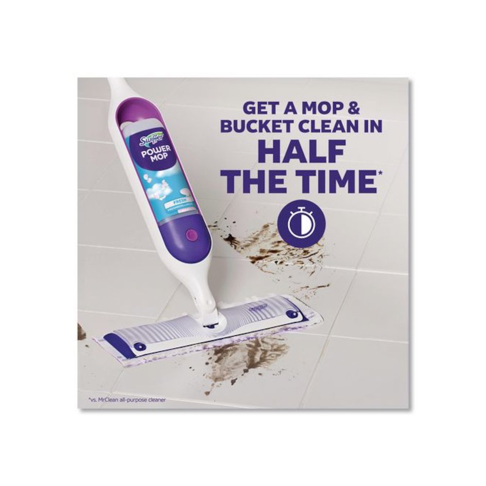 PowerMop Starter Kit, 15.4 x 5.3 White/Purple Cloth Head, 26" Silver Aluminum Handle. Picture 6