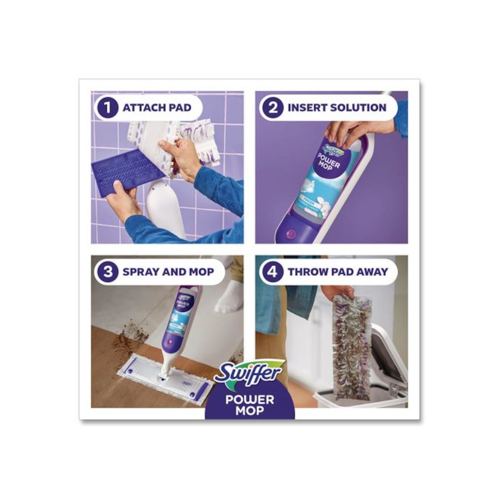 PowerMop Starter Kit, 15.4 x 5.3 White/Purple Cloth Head, 26" Silver Aluminum Handle. Picture 9