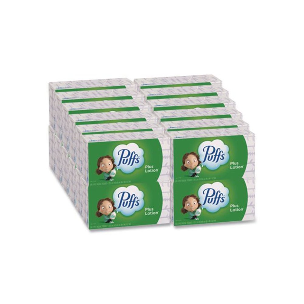 Plus Lotion Facial Tissue, 2-Ply, White, 124 Sheets/Box, 24 Boxes/Carton. Picture 1
