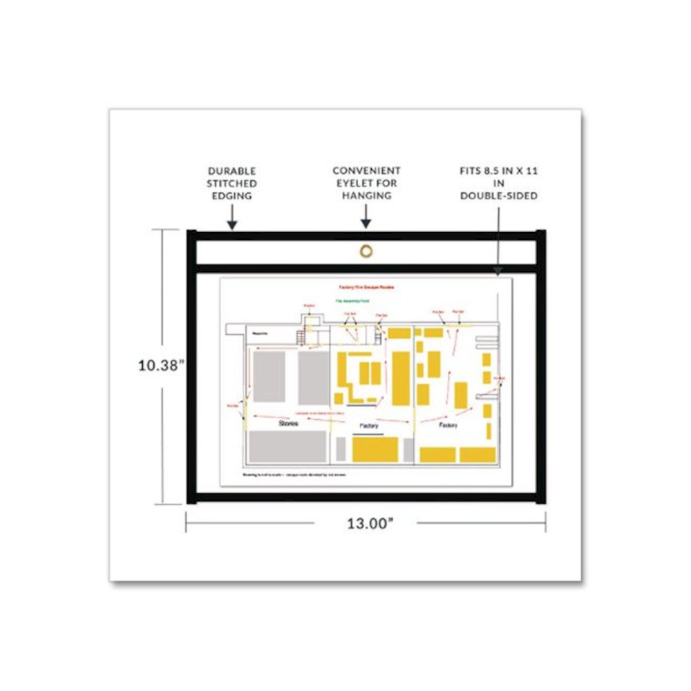 Stitched Shop Ticket Holders, Super Heavy-Duty, Top Load 12 x 9 Insert, Clear Front, Black Border, 25/Box. Picture 6