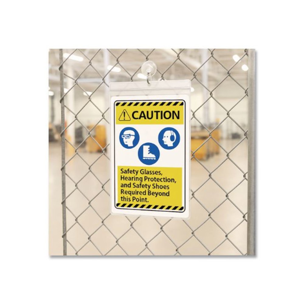 Clear Vinyl Shop Ticket Holders, Super Heavy-Duty, Top Load 5 x 8 Insert, Clear Front, 50/Box. Picture 6
