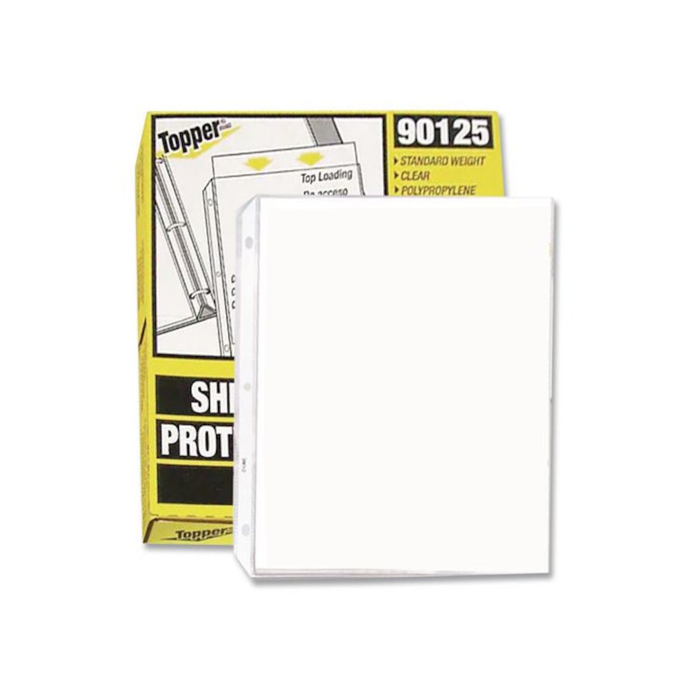 Polypropylene Sheet Protectors, Medium-Duty, Side: 3-Hole Punched, Top Load 8.5 x 11 Insert, Clear Front, 100/Box. Picture 4