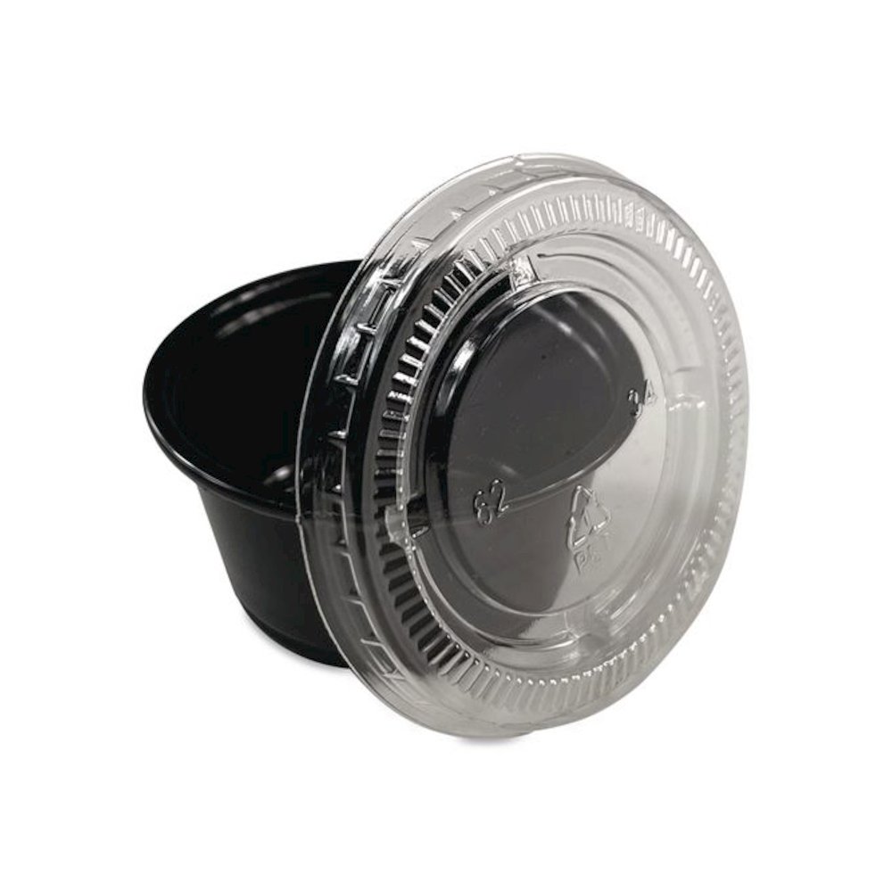 Portion Cup Lids, Fits 1.5 oz to 2 oz Portion Cups, Clear, 100/Pack, 25 Packs/Carton. Picture 2