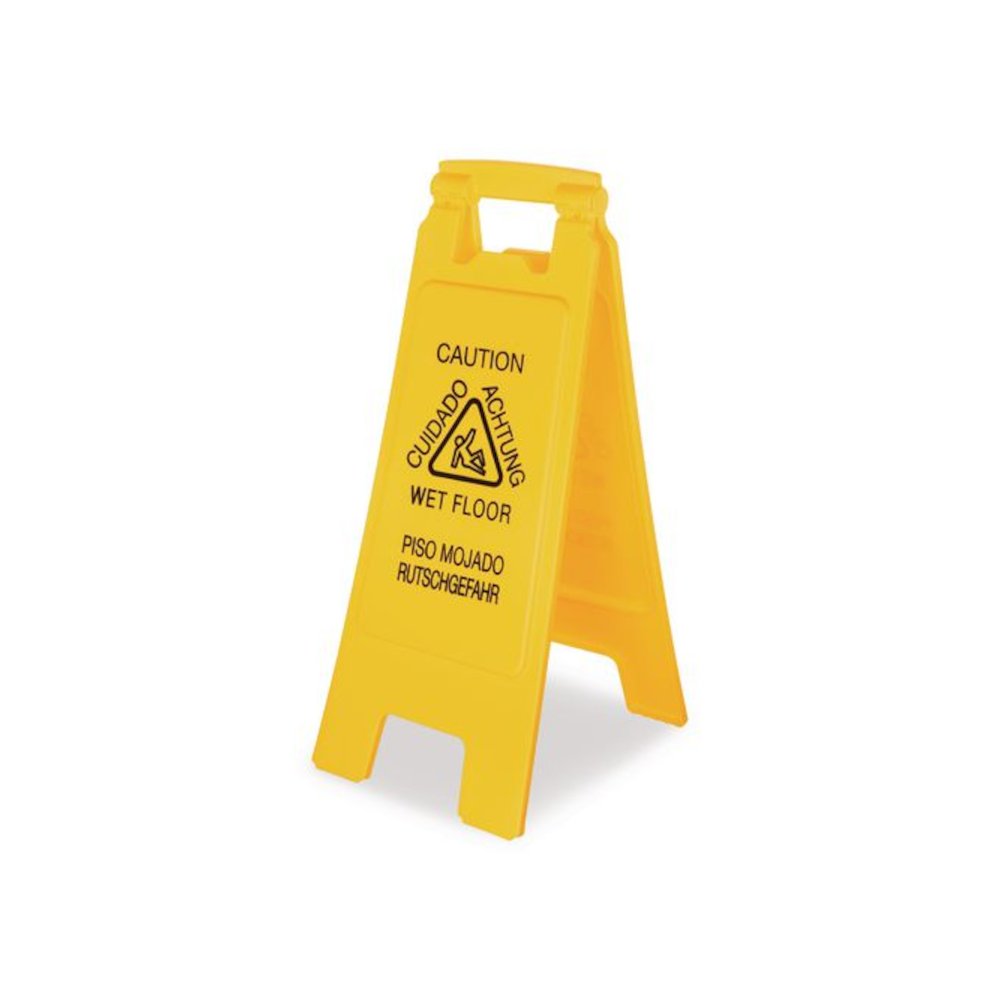Site Safety Wet Floor Caution Sign, 2-Sided, 10 x 2 x 26, Yellow. Picture 1