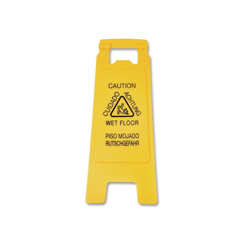 Site Safety Wet Floor Caution Sign, 2-Sided, 10 x 2 x 26, Yellow. Picture 2
