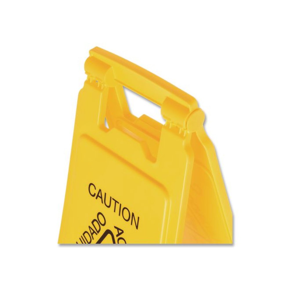 Site Safety Wet Floor Caution Sign, 2-Sided, 10 x 2 x 26, Yellow. Picture 4