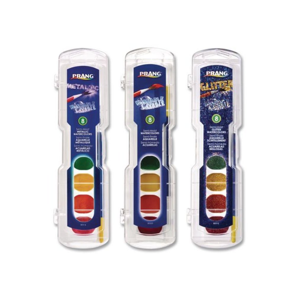 Semi-Moist Washable Watercolor Classic, Glitter and Metallic Master Pack, 8 Assorted Colors, Palette Tray, 36 Sets/Carton. Picture 3