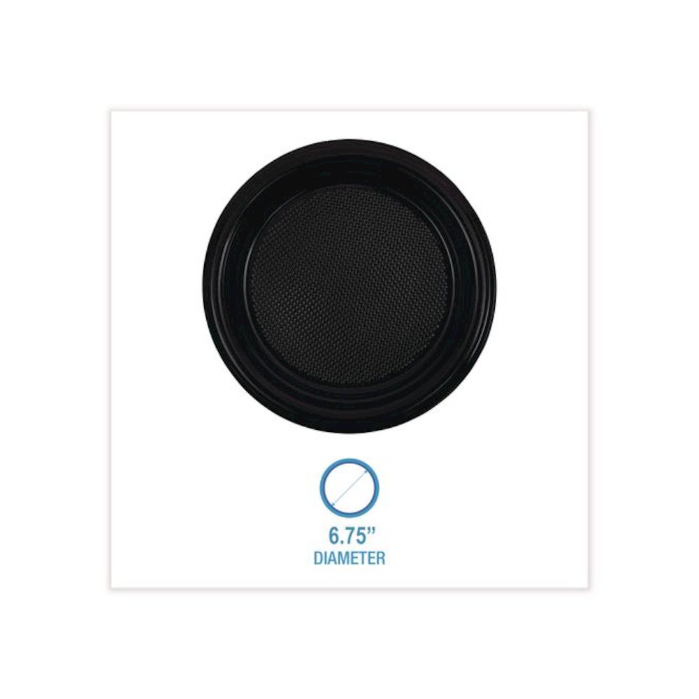 Hi-Impact Plastic Dinnerware, Plate, 6" dia, Black, 1,000/Carton. Picture 2
