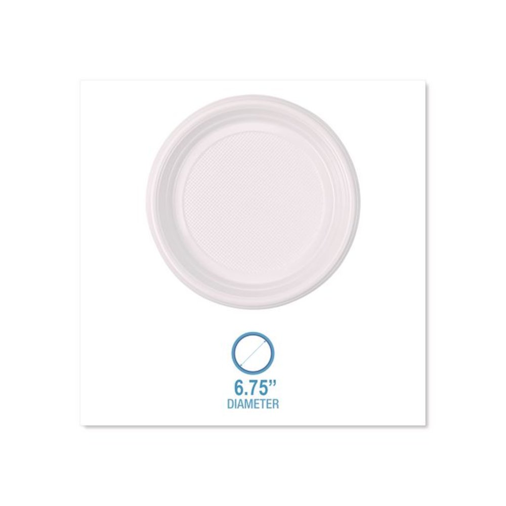 Hi-Impact Plastic Dinnerware, Plate, 6" dia, White, 1,000/Carton. Picture 8