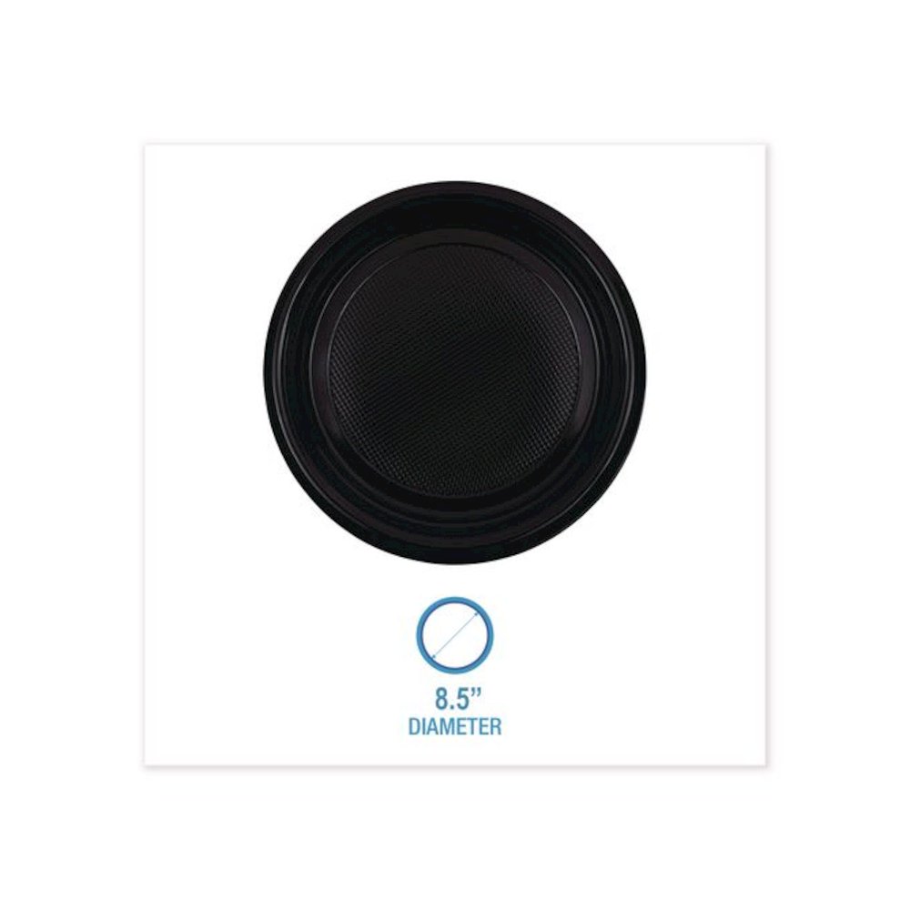 Hi-Impact Plastic Dinnerware, Plate, 9" dia, Black, 500/Carton. Picture 2