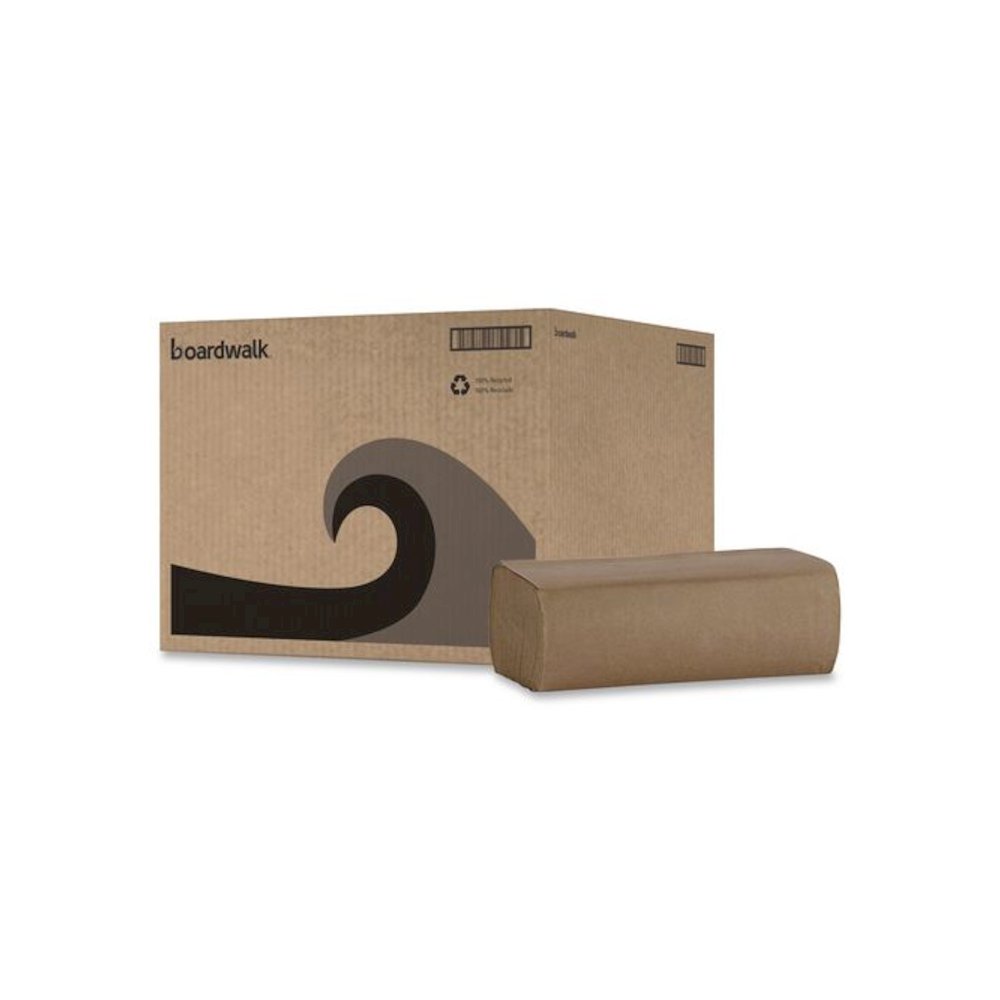 Folded Paper Towels, 1-Ply, 9 x 9.5, Kraft, 250/Pack, 16 Packs/Carton. Picture 1
