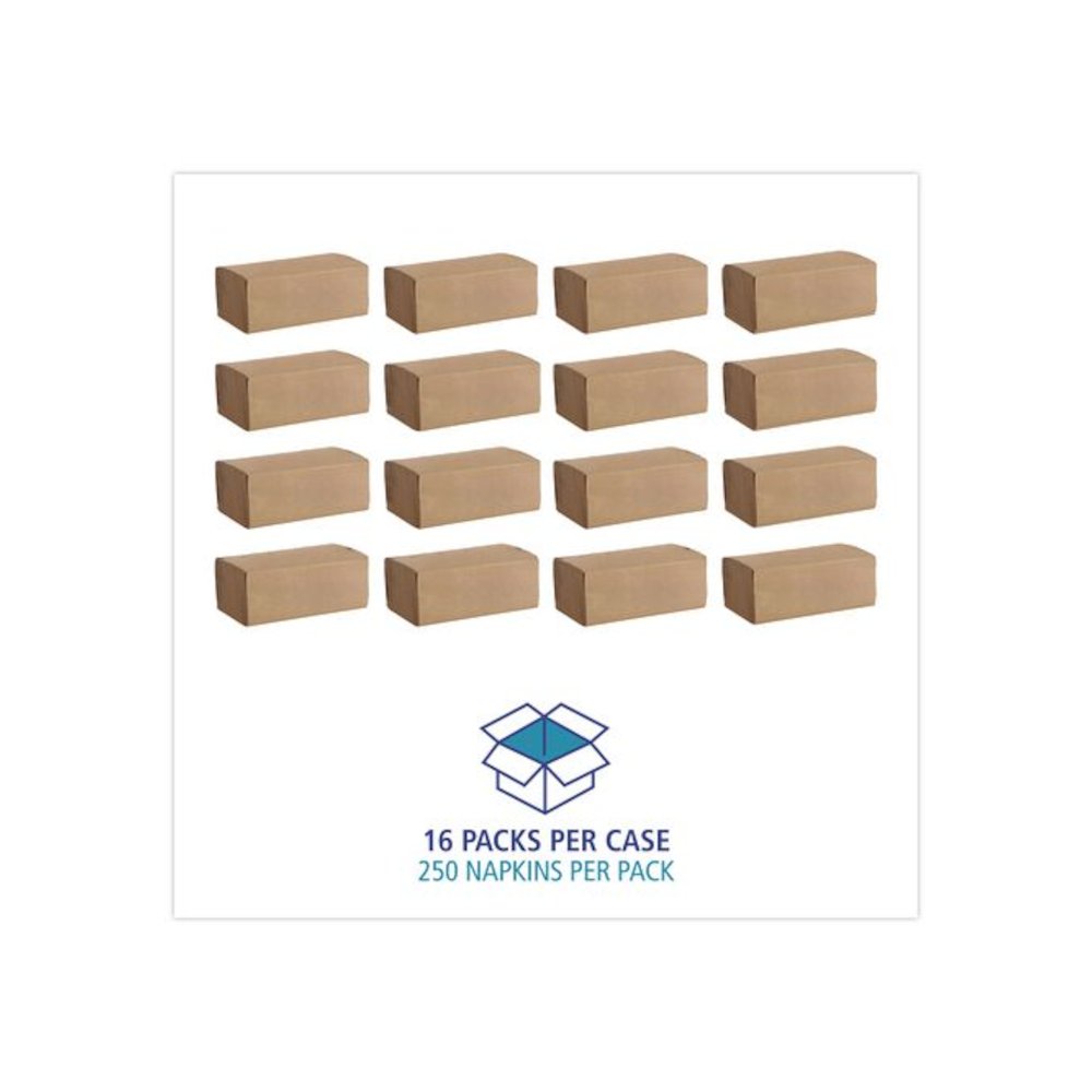 Folded Paper Towels, 1-Ply, 9 x 9.5, Kraft, 250/Pack, 16 Packs/Carton. Picture 5