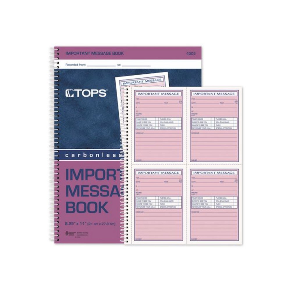 Telephone Message Book with Fax/Mobile Section, Two-Part Carbonless, 3.88 x 5.5, 4 Forms/Sheet, 200 Forms Total. Picture 3
