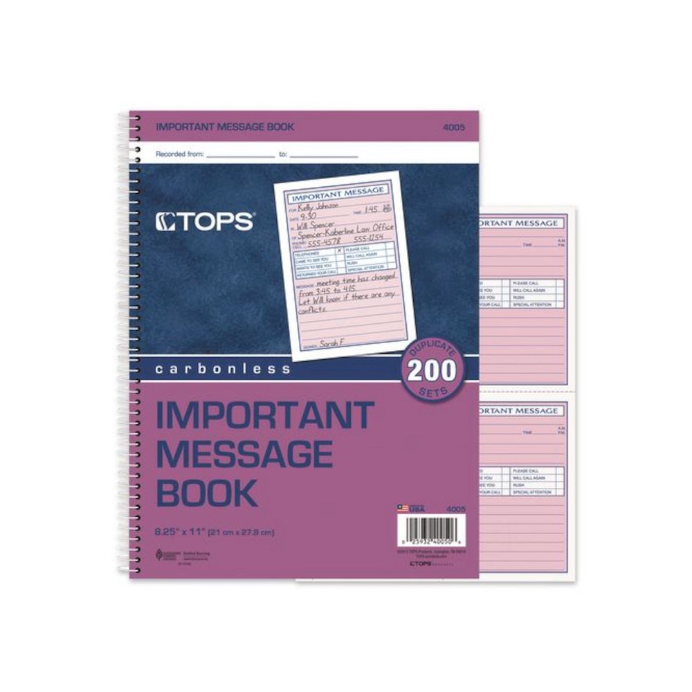 Telephone Message Book with Fax/Mobile Section, Two-Part Carbonless, 3.88 x 5.5, 4 Forms/Sheet, 200 Forms Total. Picture 4