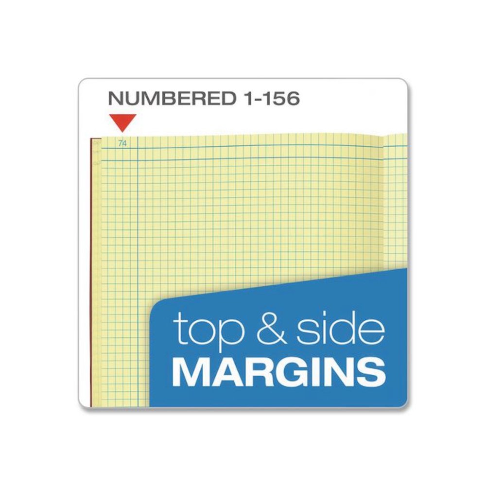 Computation Notebook, Quadrille Rule (4 sq/in), Red Cover, (75) 11.75 x 9.5 Sheets. Picture 6
