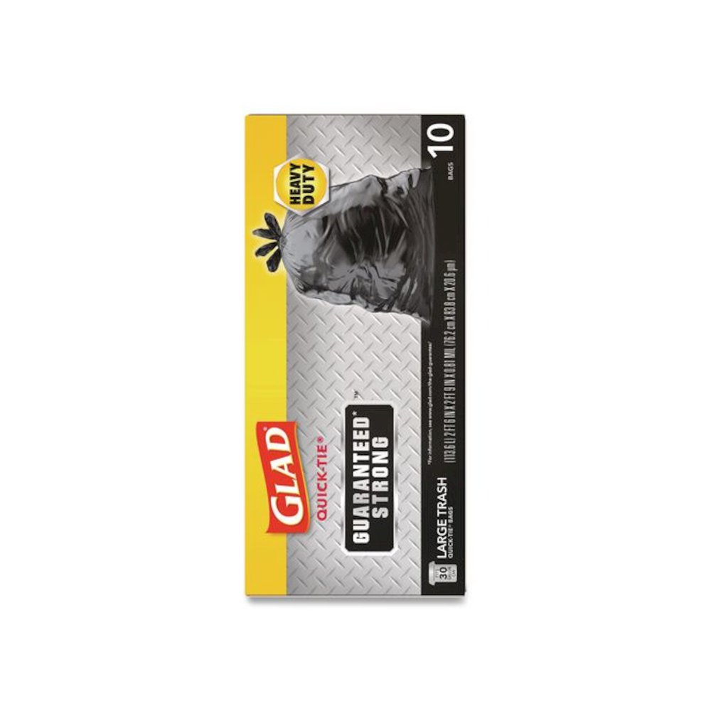 Large Quick-Tie Trash Bags, Tie-Flap, 30 gal, 0.81 mil, 30 x 33, Black, 10 Bags/Box, 12 Boxes/Carton. Picture 3