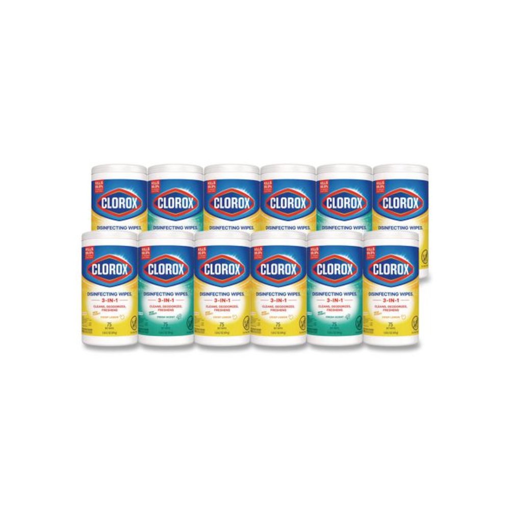 Disinfecting Wipes, Bleach Free Cleaning Wipes, 1-Ply, 7 x 8, Fresh Scent/Citrus Blend, White, 75/Canister, 3/Pack, 4/Carton. Picture 1