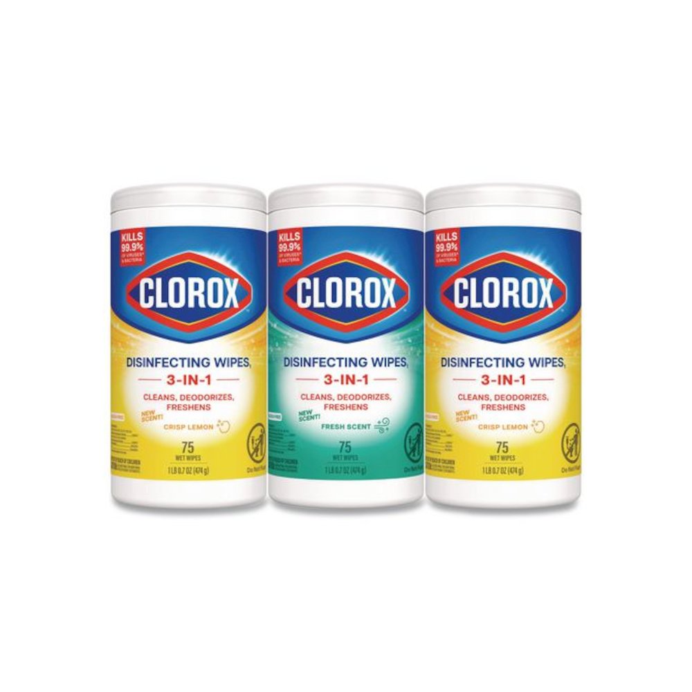 Disinfecting Wipes, Value Pack, Bleach Free Cleaning Wipes, 1-Ply, 7x8, Fresh Scent/Citrus Blend, White, 75/Canister, 3/Pack. Picture 1