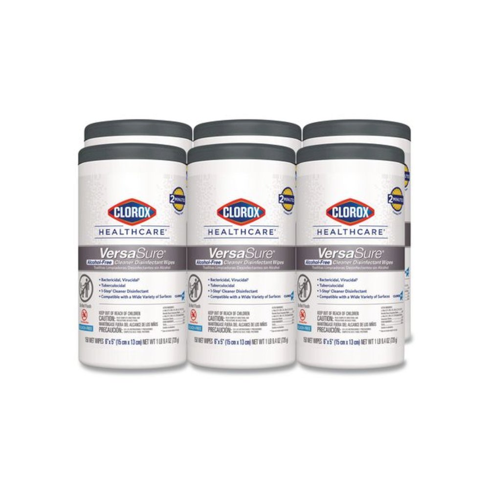 VersaSure Cleaner Disinfectant Wipes, 1-Ply, 6 x 5, Fragranced, White, 150/Canister, 6 Canisters/Carton. Picture 1