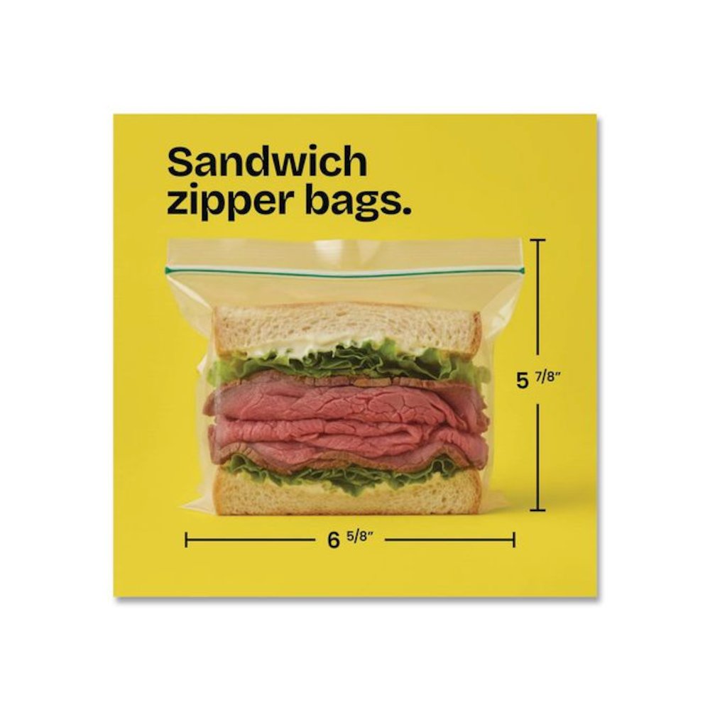 Zipper Food Storage Plastic Sandwich Bags, 6.63 x 5.88, Clear, 50 Bags/Box, 12 Boxes/Carton. Picture 5