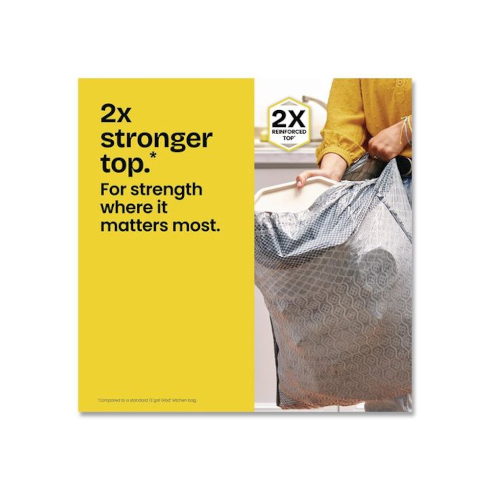 ForceFlex MaxStrength Tall Kitchen Drawstring Trash Bags, 13 gal, Fresh Clean Scent, 24 x 28, White, 34/Box, 6 Boxes/Carton. Picture 5