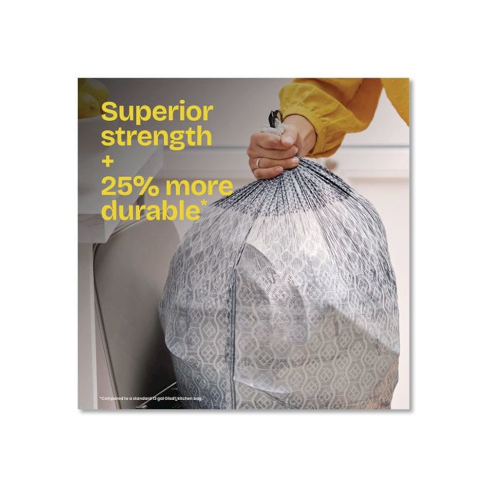ForceFlex MaxStrength Tall Kitchen Drawstring Trash Bags, 13 gal, Fresh Clean Scent, 24 x 28, White, 34/Box, 6 Boxes/Carton. Picture 7