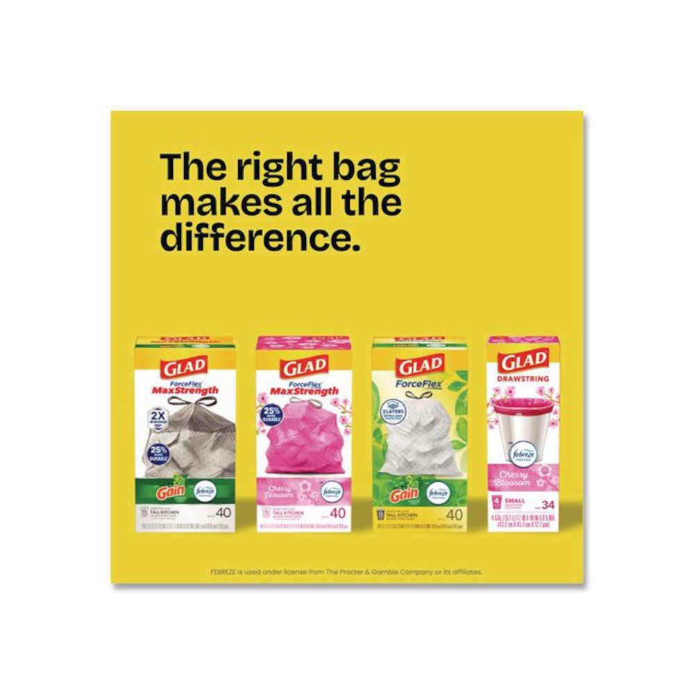 ForceFlex Tall Kitchen Drawstring Trash Bags, Drawstring, 13 gal, Fresh Clean Scent, 23.47 x 25.38, Gray, 110/Roll, 3/Carton. Picture 9