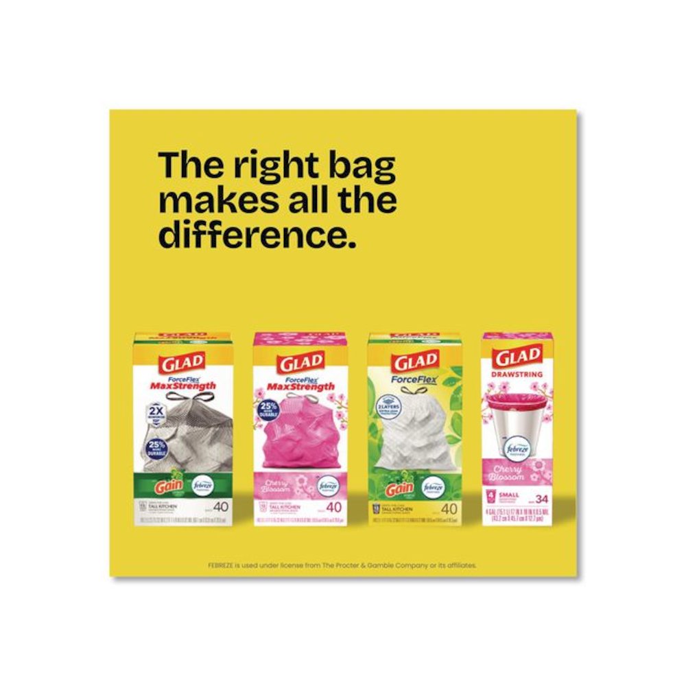 ForceFlex Kitchen Drawstring Trash Bags, 13 gal, Gain Original Scent, 24 x 27.38, White, 80/Box. Picture 7