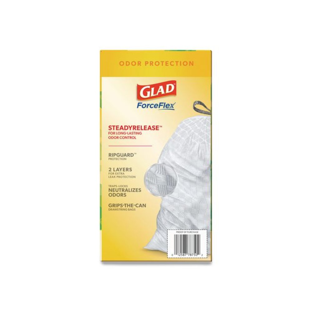 ForceFlex Kitchen Drawstring Trash Bags, 13 gal, Gain Original Scent, 24 x 27.38, White, 80/Box. Picture 3