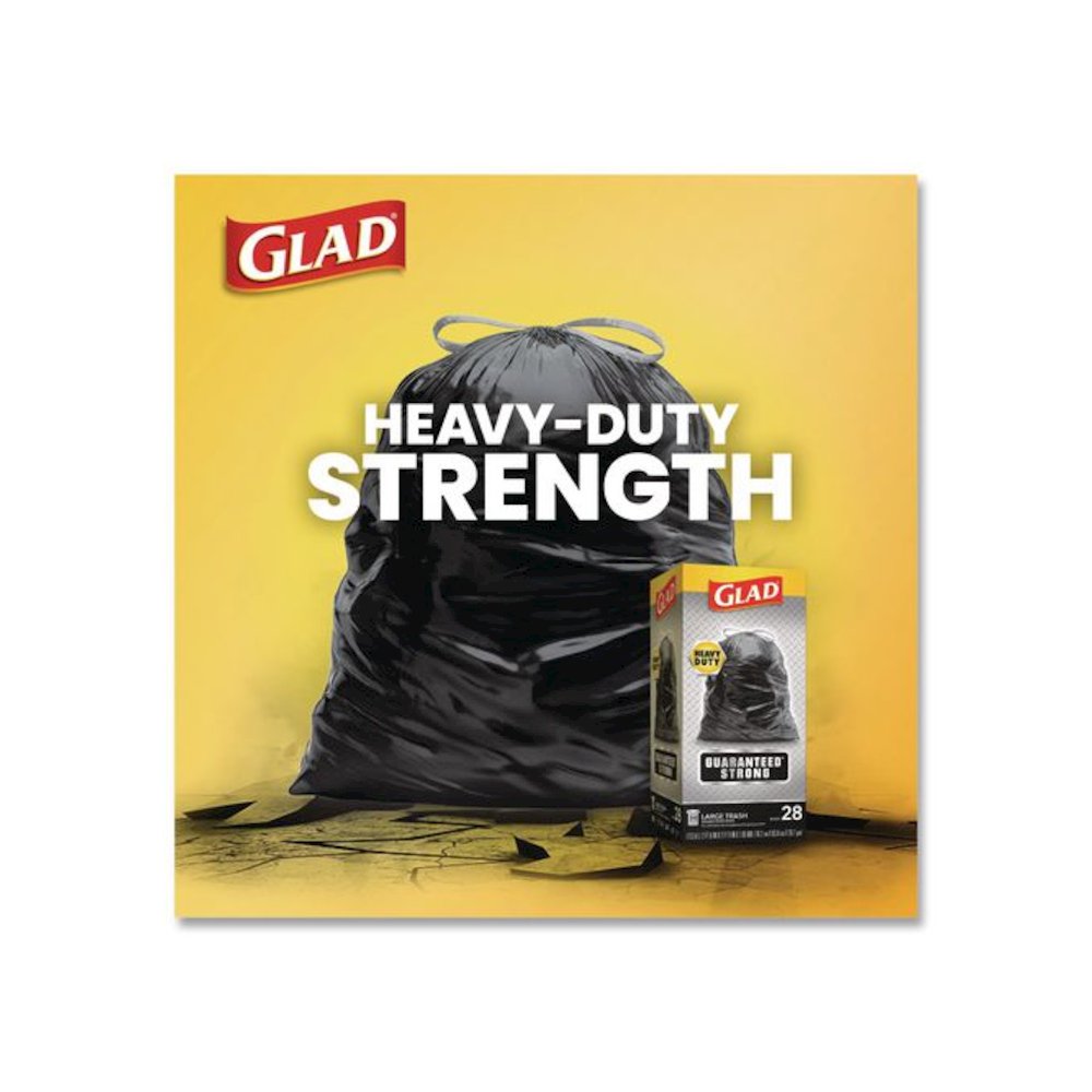 Guaranteed Strong Large Drawstring Trash Bags, Three-Ply, 30 gal, 1.05 mil, 30 x 33, Black, 28/Box. Picture 4