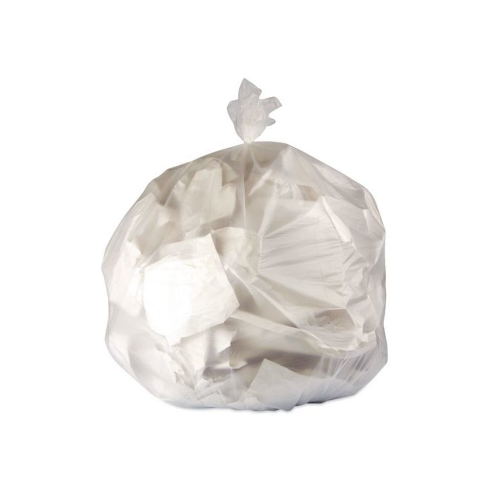 High-Density Waste Can Liners, 45 gal, 14 mic, 40" x 48", Natural, 25 Bags/Roll, 10 Rolls/Carton. Picture 3