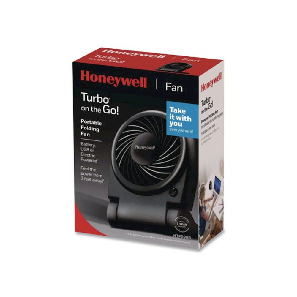 Turbo On The Go USB/Battery Powered Fan, 3", 1 Speed, Black. Picture 2