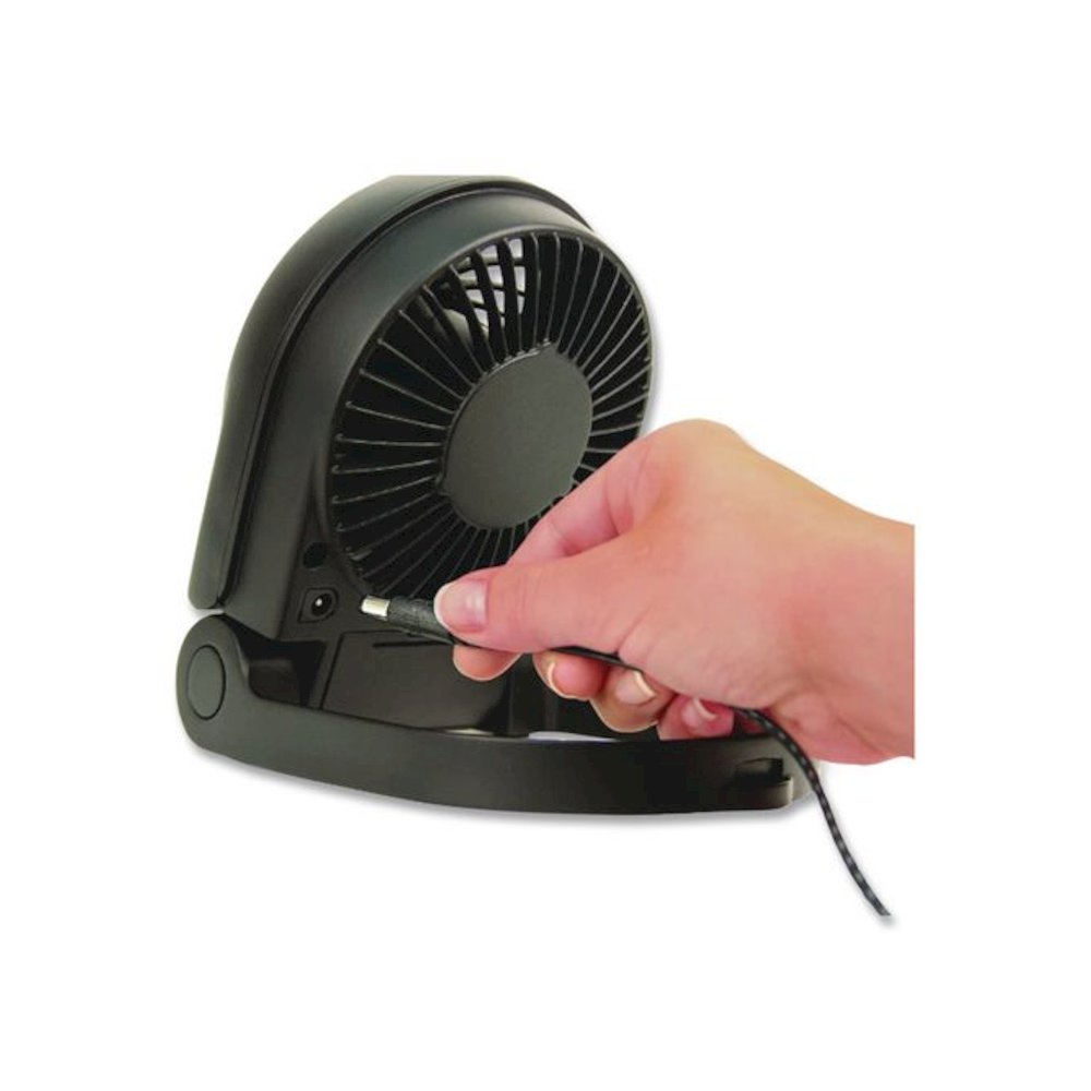 Turbo On The Go USB/Battery Powered Fan, 3", 1 Speed, Black. Picture 5