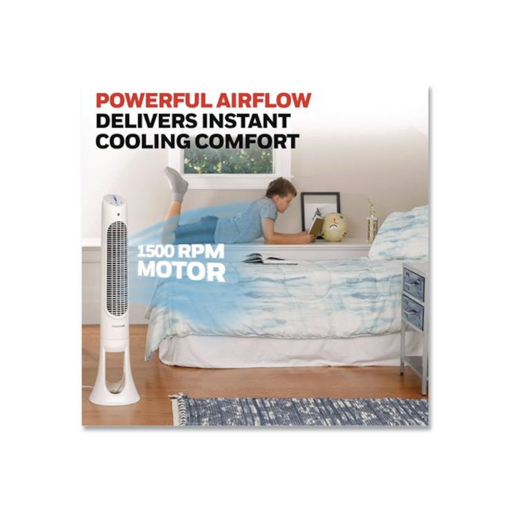 QuietSet Whole Room Tower Fan, 5 Speeds, White. Picture 5