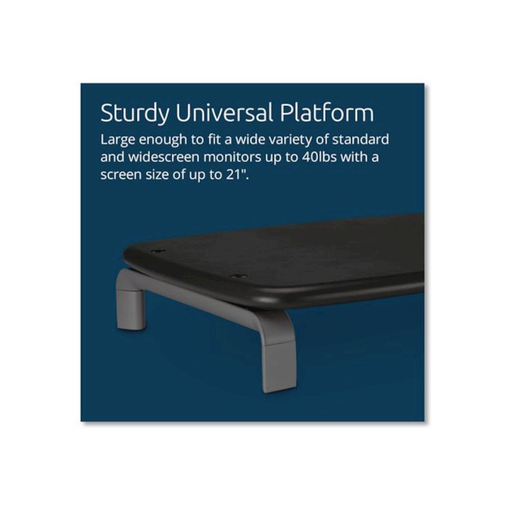 Monitor Stand with SmartFit, For 21" Monitors, 11.5" x 9" x 3", Black/Gray, Supports 80 lbs. Picture 4