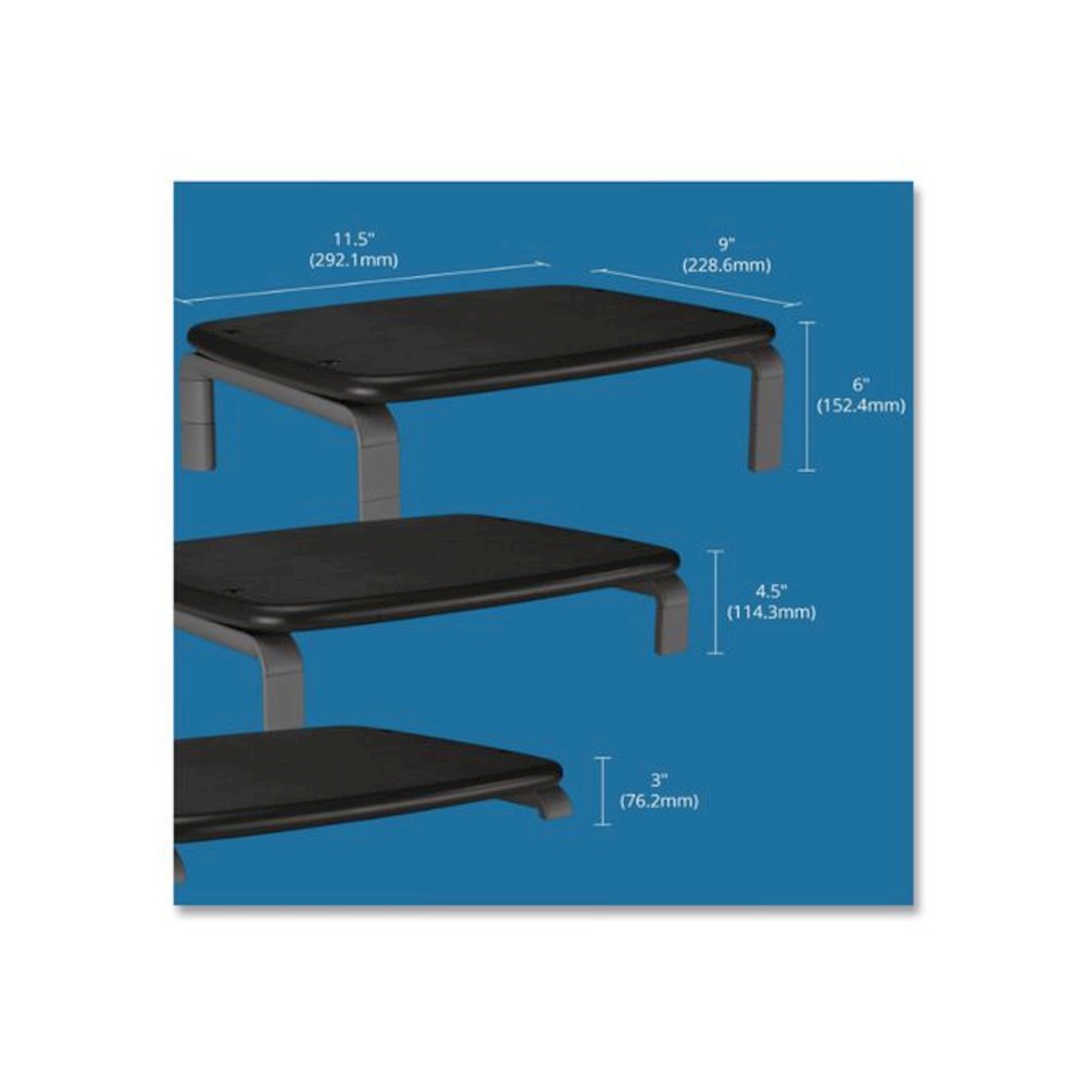 Monitor Stand with SmartFit, For 21" Monitors, 11.5" x 9" x 3", Black/Gray, Supports 80 lbs. Picture 5