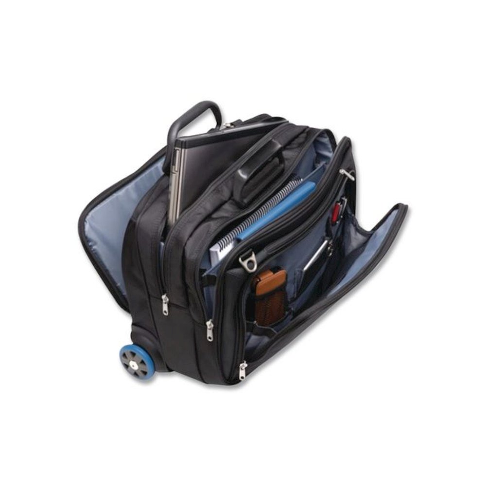 Contour Rolling Laptop Case, Fits Devices Up to 17", Ballistic Nylon, 17.5 x 9.5 x 13, Black. Picture 5