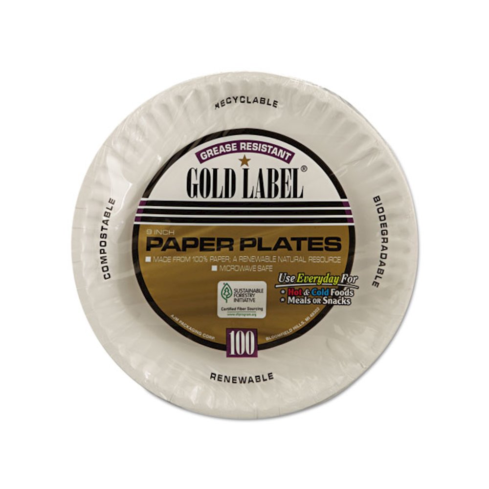 Gold Label Coated Paper Plates, 9" dia, White, 100/Pack, 10 Packs/Carton. Picture 4